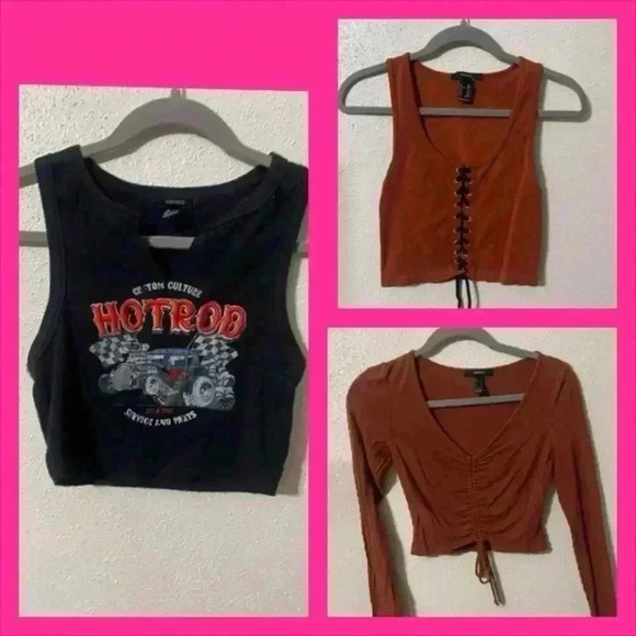 Forever 21 Lot of 3 Size S Cropped Shirts - Picture 1 of 11